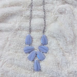 *VINTAGE* NWOT Kendra Scott Rhodium Blue Lace Harlie Necklace